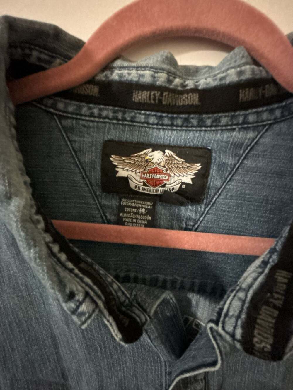 Harley Davidson Denim Long Sleeve Shirt Size 2XL Blue V-Twin Power